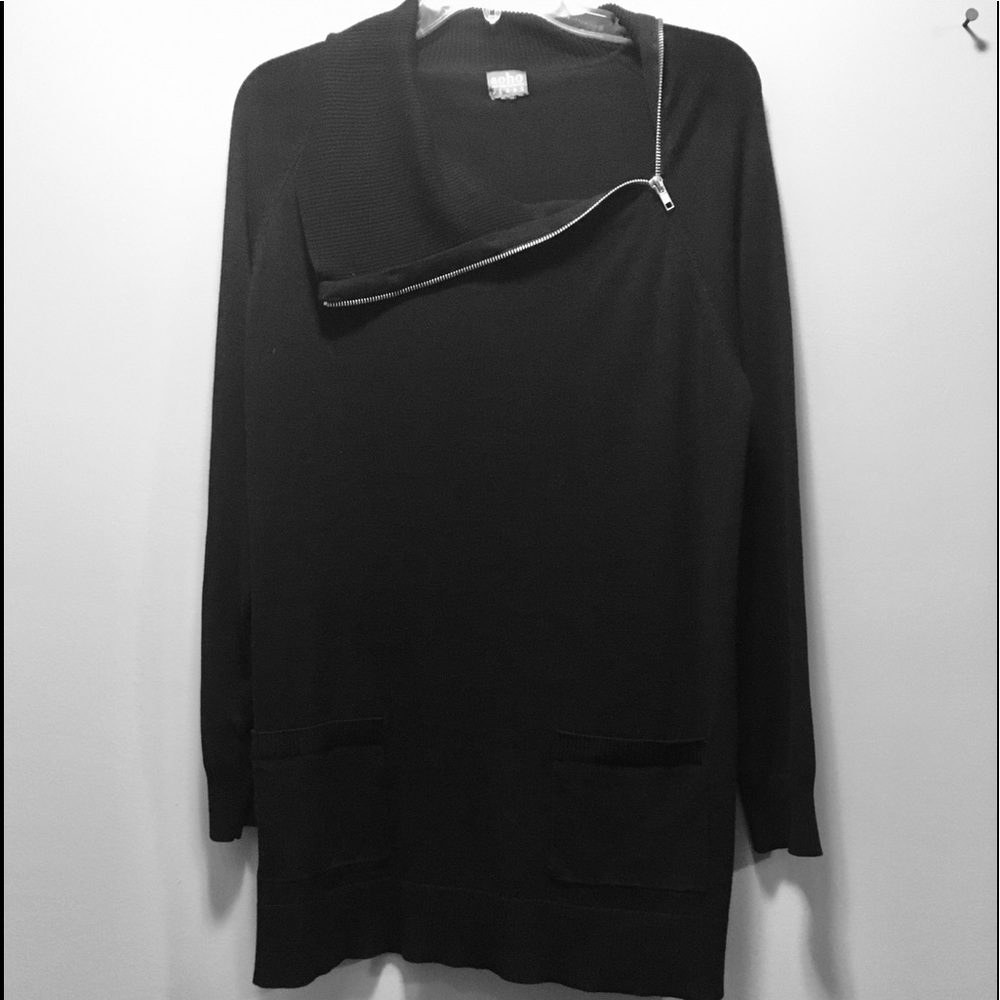 New York and Company Zip Neck Sweater Black XL